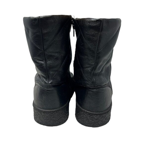 Silga Women's 9D Leather Lined Black Winter Boots Vintage Retro Zip Mid Calf - Picture 6 of 11